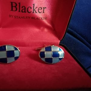 Blacker Blue Checkered Cuff Links